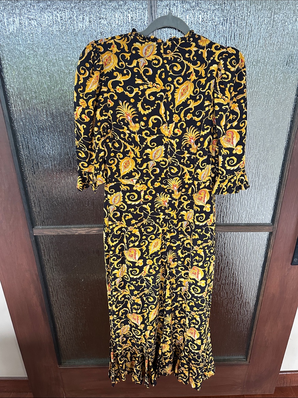 RHODE Felix Dress Black & Gold Floral Midi Dress with Ruffle Hem Sz 10 - Picture 17 of 17